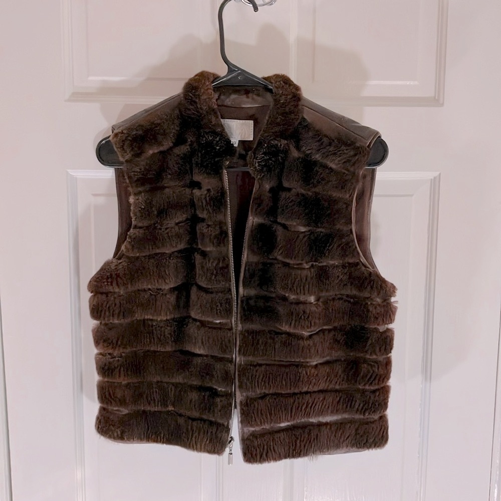 Alberto Makali 100% natural leather natural fur vest